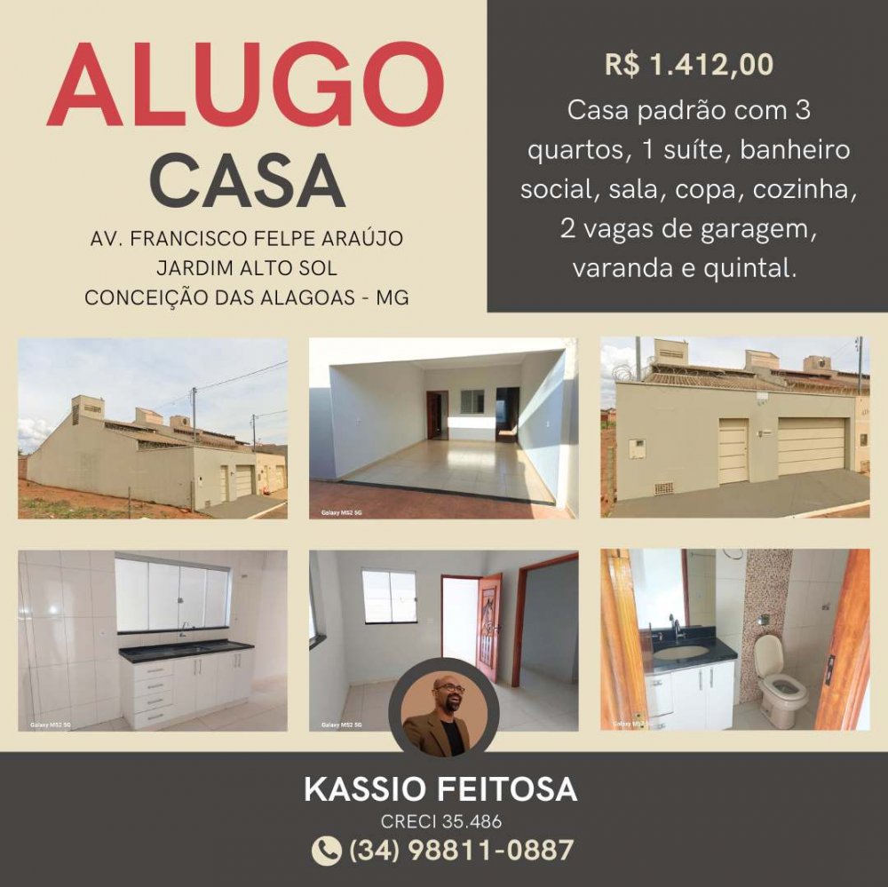 Casa - Aluguel - Jardim Alto Sol - Conceio das Alagoas - MG